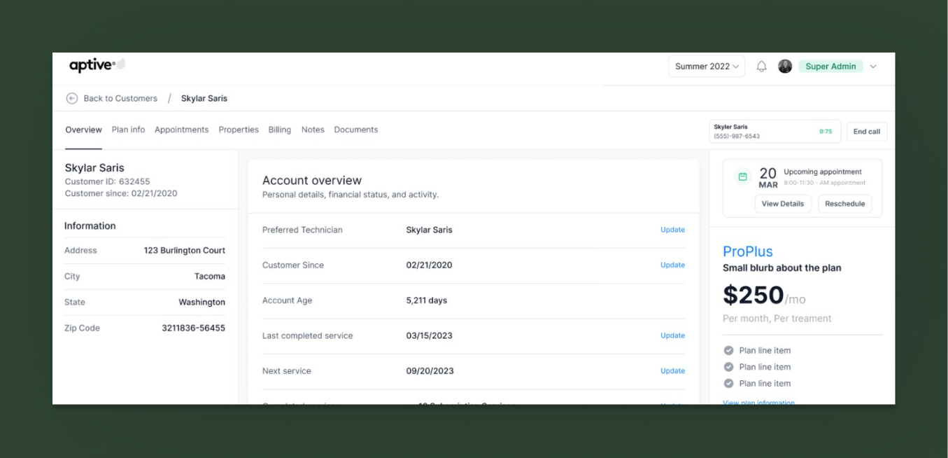 Aptive mobile product screen