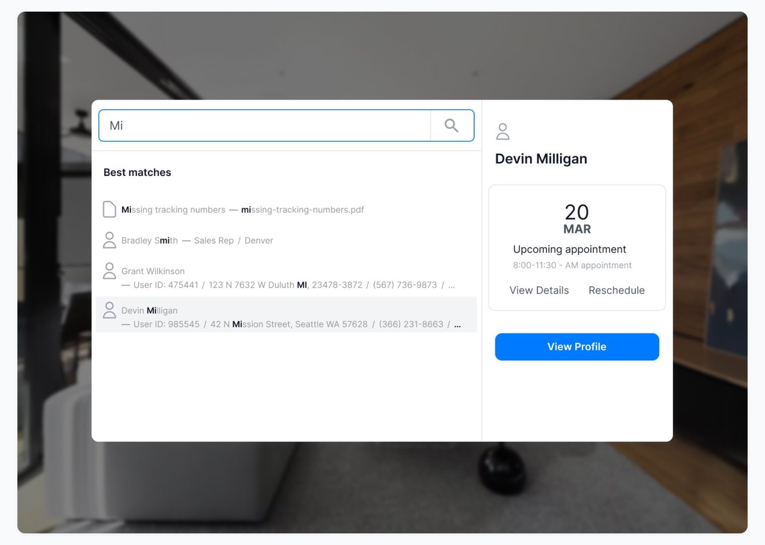 Smart search interface